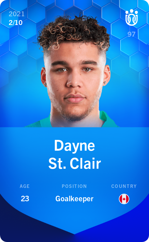 Sorare - Sorare Official - Dayne St. Clair 2021-22 • Super Rare 2/10 - NFT # 75507259510944109906454202623484230267384289687391188707885262036235784409775