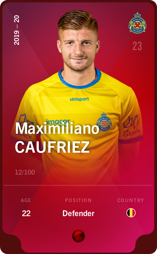 Sorare - Sorare Official - Maximiliano Caufriez 2019-20 • Rare 12/100 - NFT # 83850506366829842035819424316804927906842333962894486306682667481500864814021