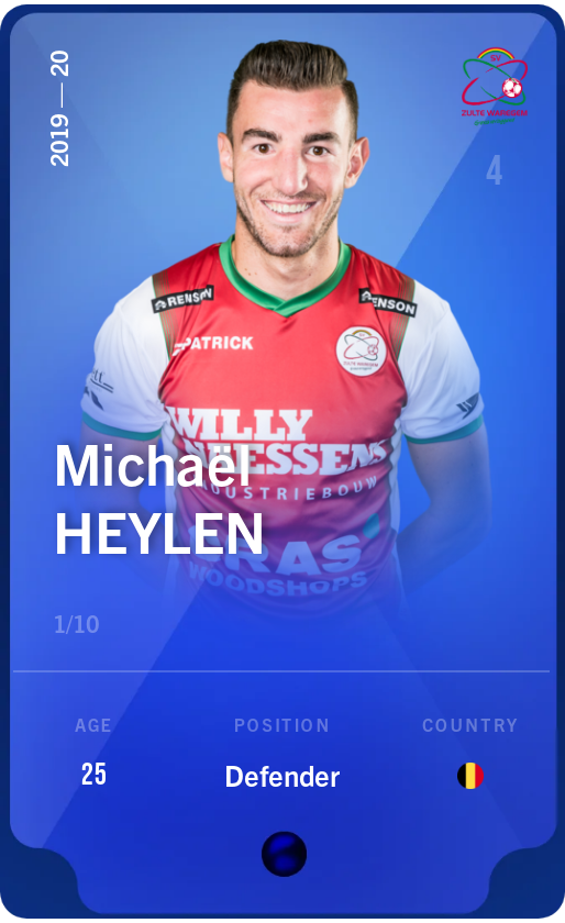 Sorare - Sorare Official - Michaël Heylen 2019-20 • Super Rare 1/10 - NFT # 73893932391248838971690464780199344513858018533699043304044303705682823122274