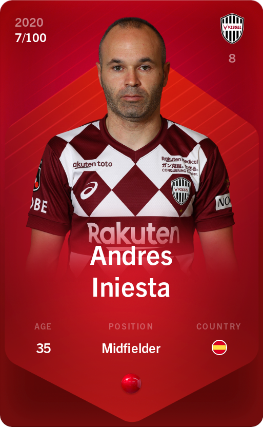 Sorare - Sorare Official - Andres Iniesta 2020-21 • Rare 7/100 - NFT # 70909415380417440303322724345890665486042106623901237074854810254824784165990