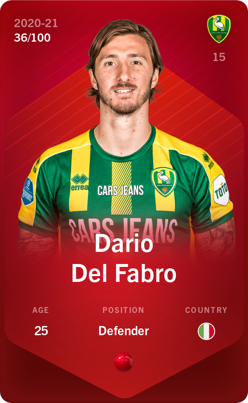 Sorare - Sorare Official - Dario Del Fabro 2020-21 • Rare 36/100 - NFT # 41968961870590639773153963979924781357822341285901603738250451069141125456097