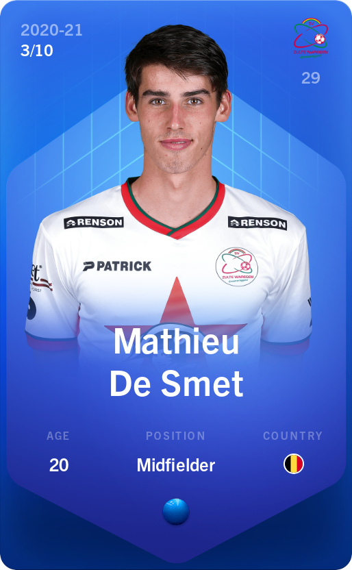 Sorare - Sorare Official - Mathieu De Smet 2020-21 • Super Rare 3/10 - NFT # 84622424971107587202538835206361030294213901819658912177802702180340796982528
