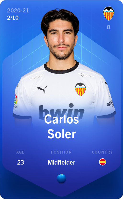 Sorare - Sorare Official - Carlos Soler 2020-21 • Super Rare 2/10 - NFT # 85130858979777598221538795402058047541508077302150708530118395222645314594817
