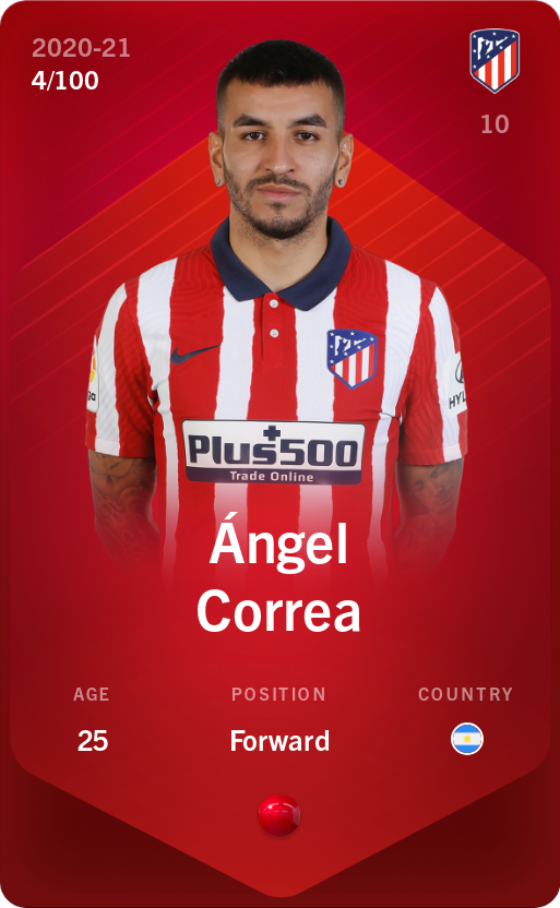 Sorare - Sorare Official - Ángel Correa 2020-21 • Rare 4/100 - NFT # 83698109948708984648370564096596757902803603314981047576318207941674940556525
