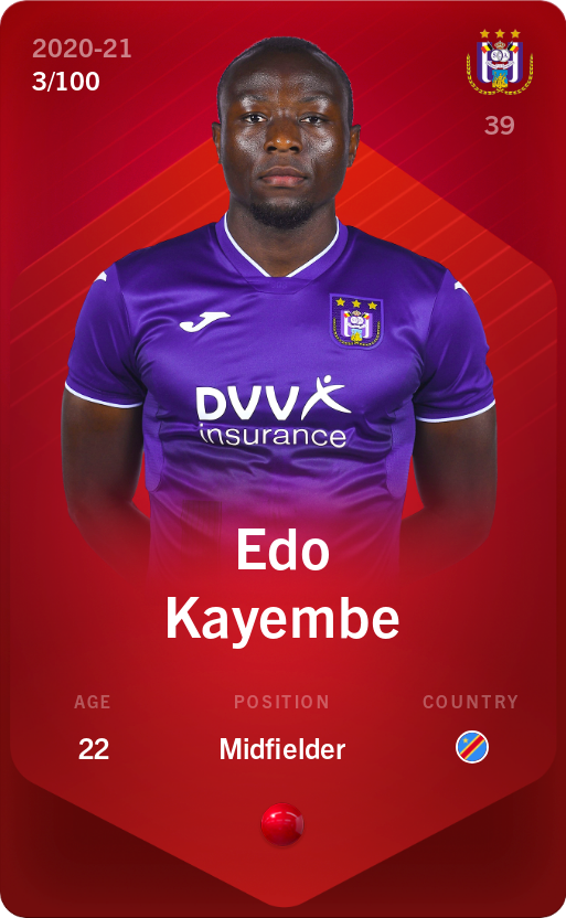 Sorare - Sorare Official - Edo Kayembe 2020-21 • Rare 3/100 - NFT # 109599095581304472142119755781851181555485791681576004913769432743911257097031