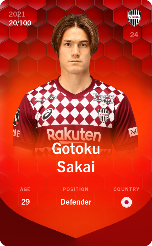 Sorare - Sorare Official - Gotoku Sakai 2021-22 • Rare 20/100 - NFT # 52972285450853973765494922533866978867498203005543060216848138609140573749534