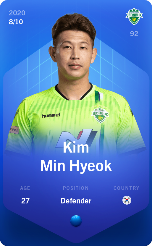 Sorare - Sorare Official - Kim Min Hyeok 2020-21 • Super Rare 8/10 - NFT # 42311462303175285479766064130746672083380374429198748412205249838037505148975
