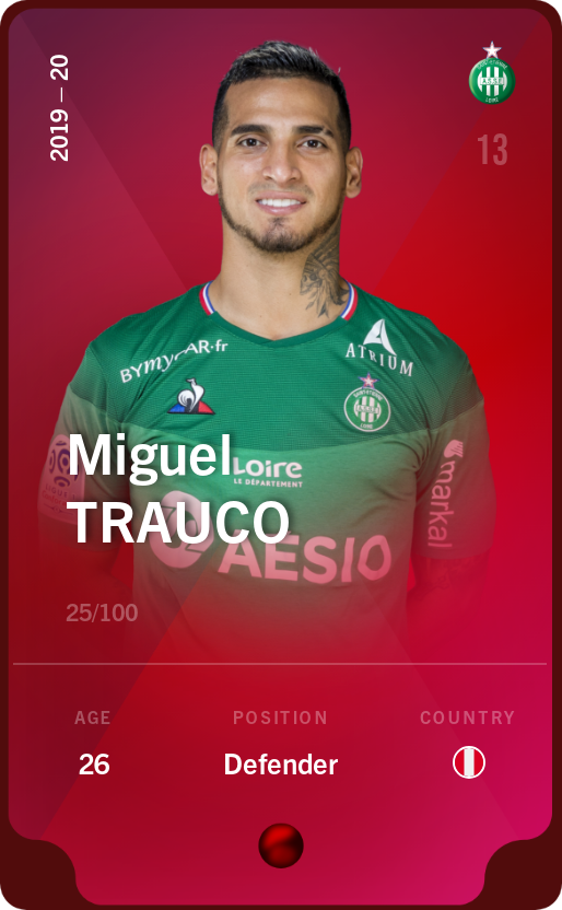 Sorare - Sorare Official - Miguel Trauco 2019-20 • Rare 25/100 - NFT # 28956565956821937973069581884844721172206282937999967964704335294353890580748
