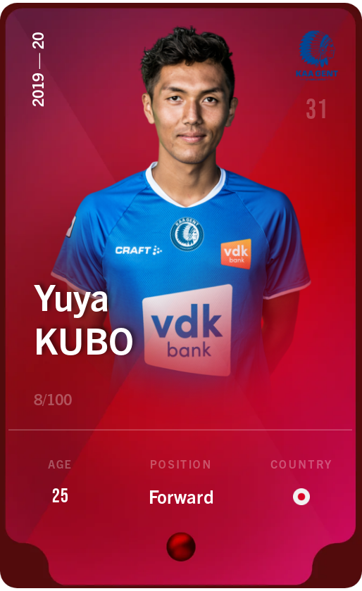 Sorare - Sorare Official - Yuya Kubo 2019-20 • Rare 8/100 - NFT # 110025440757554305415007834254765229952872785876101883417572165631626236868494