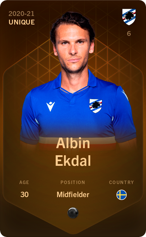 Sorare - Sorare Official - Albin Ekdal 2020-21 • Unique - NFT # 46989860291726797425732074355222393072704837287958404626082350824263301875536