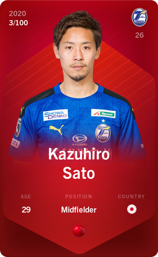 Sorare - Sorare Official - Kazuhiro Sato 2020-21 • Rare 3/100 - NFT # 3638668236630240667541558979501219071363557099315957765611812653803382615531