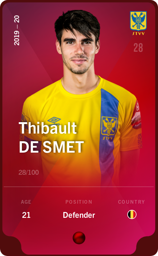 Sorare - Sorare Official - Thibault De Smet 2019-20 • Rare 28/100 - NFT # 22959491427688022695177587332170319289065443465632045279155122078281646677546