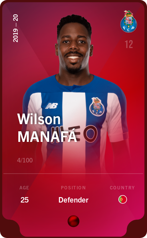 Sorare - Sorare Official - Wilson Manafá 2019-20 • Rare 4/100 - NFT # 104221575995817707649816877900922971290849174937206159298908164989922803984438