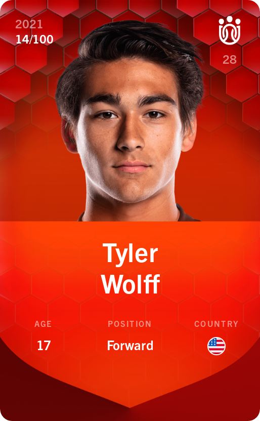 Sorare - Sorare Official - Tyler Wolff 2021-22 • Rare 14/100 - NFT # 32631711037464475877363162459643026917601438581907267621770675492386329508672