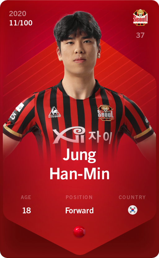 Sorare - Sorare Official - Jung Han-Min 2020-21 • Rare 11/100 - NFT # 22471491337197794209111379894687930193442512066319819131942641160663027035869