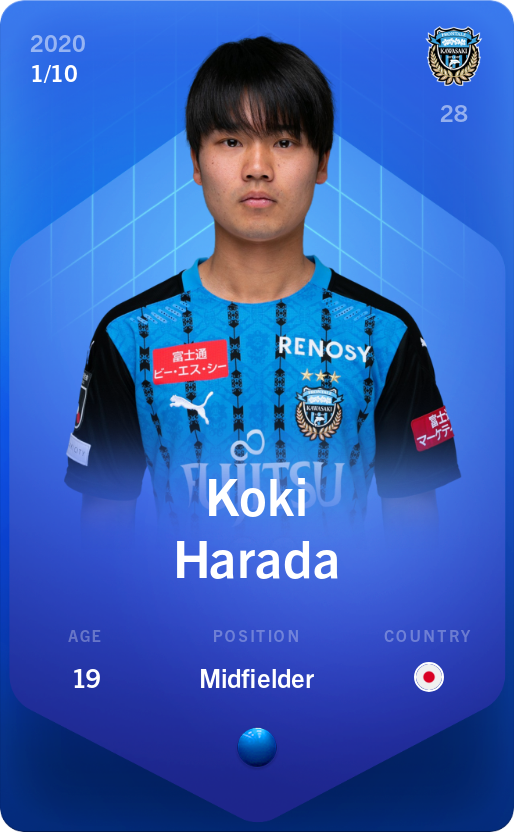 Sorare - Sorare Official - Koki Harada 2020-21 • Super Rare 1/10 - NFT # 40657479213296771203043147602869037668111366432373555401114986366328084285935