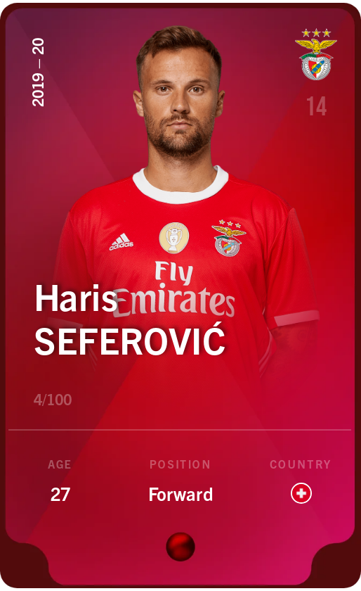 Sorare - Sorare Official - Haris Seferović 2019-20 • Rare 4/100 - NFT # 25156985154277385586266918392545003145536615562037785859699785714085638284142