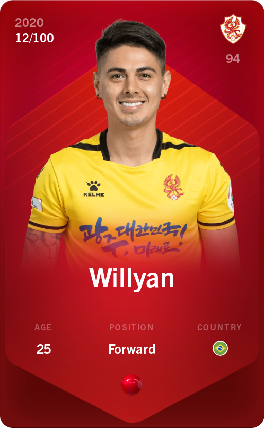 Sorare - Sorare Official - Willyan 2020-21 • Rare 12/100 - NFT # 83220486593706818559799110126397656893748786843425988512885612737004471490410