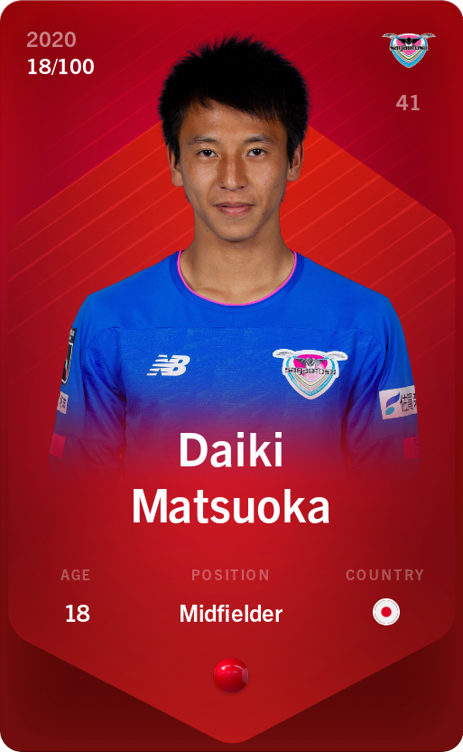 Sorare - Sorare Official - Daiki Matsuoka 2020-21 • Rare 18/100 - NFT # 84545304823245795464622038330206594755769542248829720610126165066605466123271