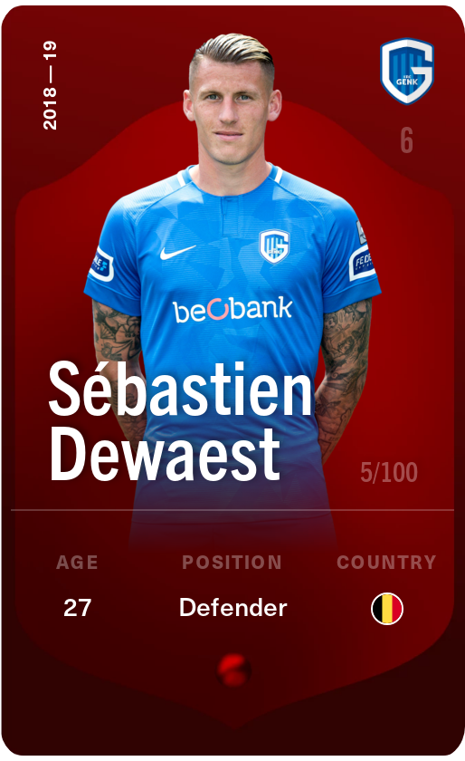 Sorare - Sorare Official - Sébastien Dewaest 2018-19 • Rare 5/100 - NFT # 83575583326275112625935878566977944629130584504179486753431690395902487616040