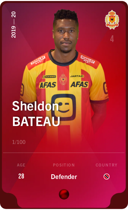 Sorare - Sorare Official - Sheldon Bateau 2019-20 • Rare 1/100 - NFT # 75365658541385320152200956811574851052849262231838052878901789046127376978306