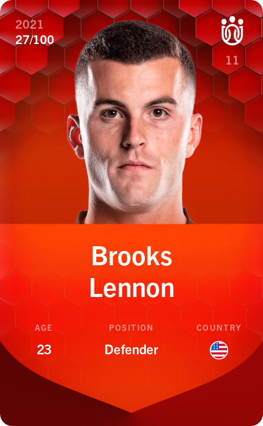 Sorare - Sorare Official - Brooks Lennon 2021-22 • Rare 27/100 - NFT # 91517846441774066266018714928702373306460798881429759516188703606174079190532