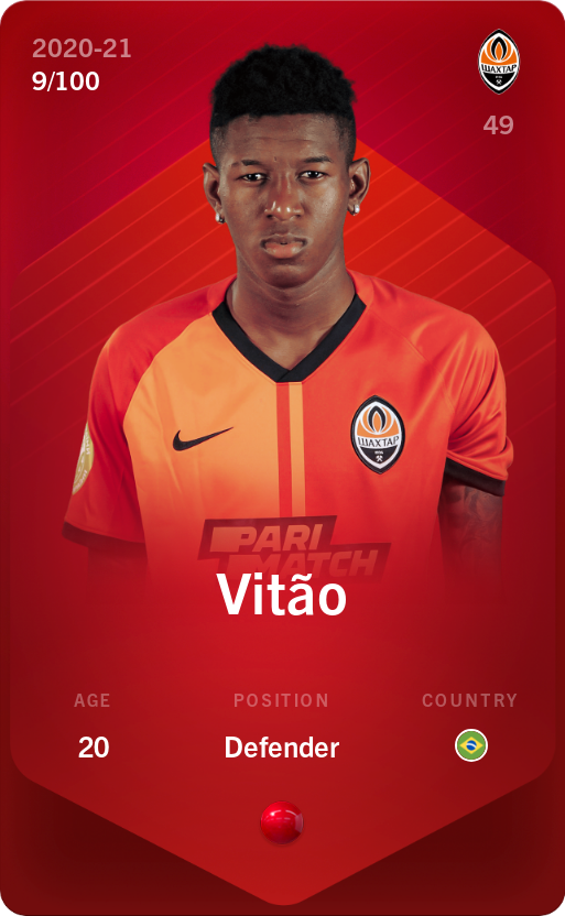 Sorare - Sorare Official - Vitão 2020-21 • Rare 9/100 - NFT # 82910825705247842855702850424063726930732573776209718490597670337696881524134