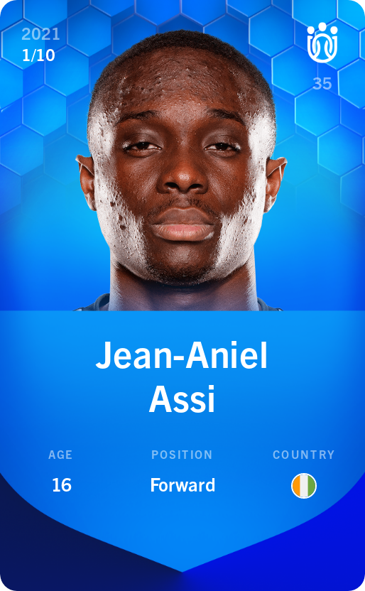 Sorare - Sorare Official - Jean-Aniel Assi 2021-22 • Super Rare 1/10 - NFT # 36228393706794844920772230733020424387444052169473996328540352468357843308039