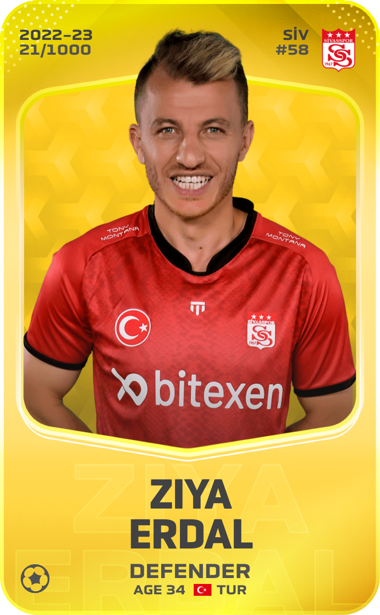 Sorare - Sorare Official - Ziya Erdal 2022-23 • Limited 21/1000 - NFT # 42231824340747595032128687922205617329916368255233388651613648410274351270417