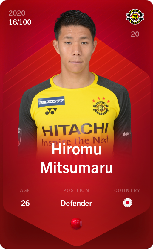 Sorare - Sorare Official - Hiromu Mitsumaru 2020-21 • Rare 18/100 - NFT # 64886461517819015301806730418217197322374891970077669491429141877920215939237