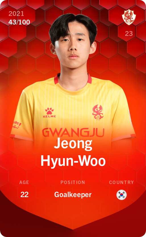 Sorare - Sorare Official - Jeong Hyun-Woo 2021-22 • Rare 43/100 - NFT # 4454788681841220930689689532122439220909743420904598664076767081101555922374