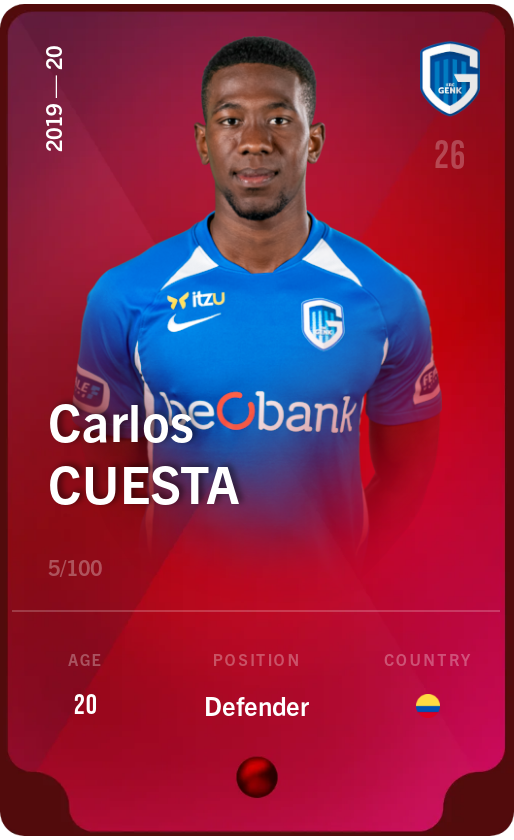 Sorare - Sorare Official - Carlos Cuesta 2019-20 • Rare 5/100 - NFT # 17769388299535615347830027775385020945666666143348074260707547030102760591732