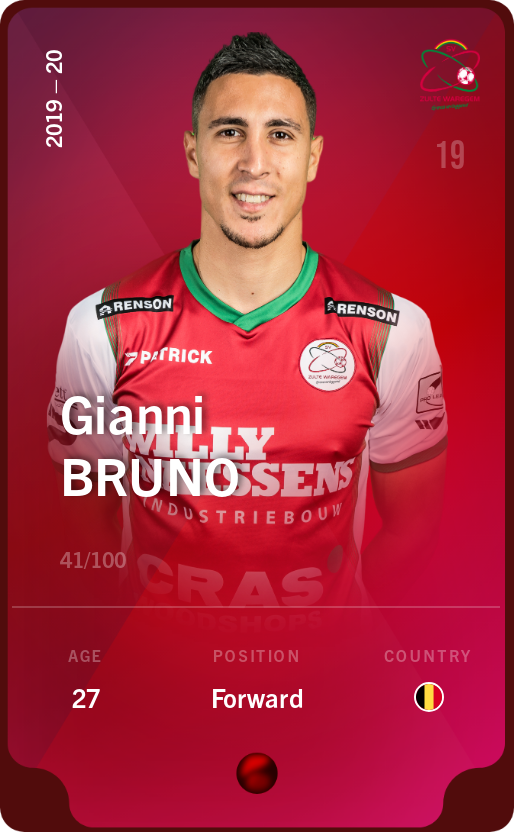 Sorare - Sorare Official - Gianni Bruno 2019-20 • Rare 41/100 - NFT # 65359662828480718141963671914963398546506021328460667078140253004783793330079