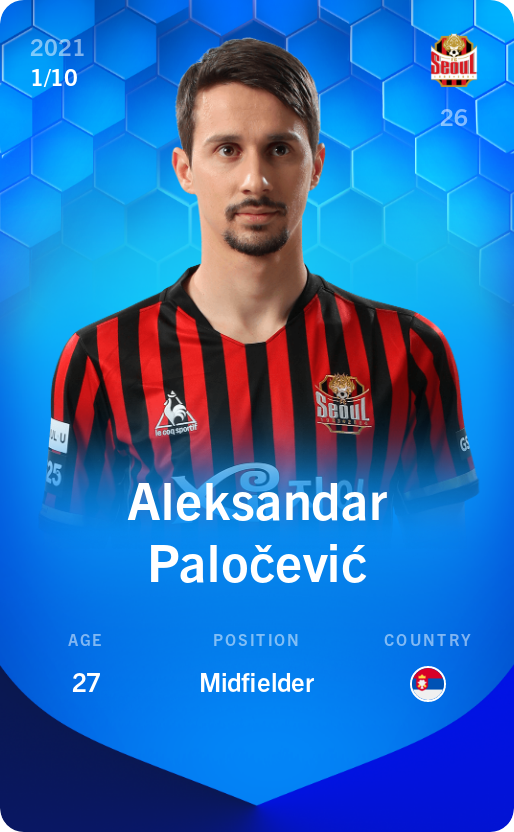 Sorare - Sorare Official - Aleksandar Paločević 2021-22 • Super Rare 1/10 - NFT # 100665281867897278441483426846263018195112978477180221685075234034366080126069