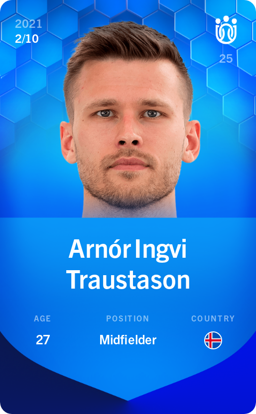 Sorare - Sorare Official - Arnór Ingvi Traustason 2021-22 • Super Rare 2/10 - NFT # 74329271108764660140323386846642817298305386925999880734613991938942042482722