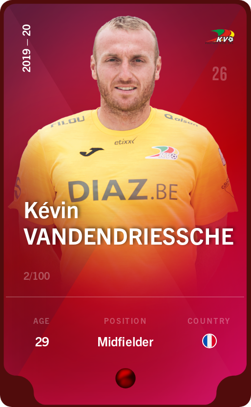 Sorare - Sorare Official - Kévin Vandendriessche 2019-20 • Rare 2/100 - NFT # 65008705993309709012703446907722757723490314063951855058737195000138341250435