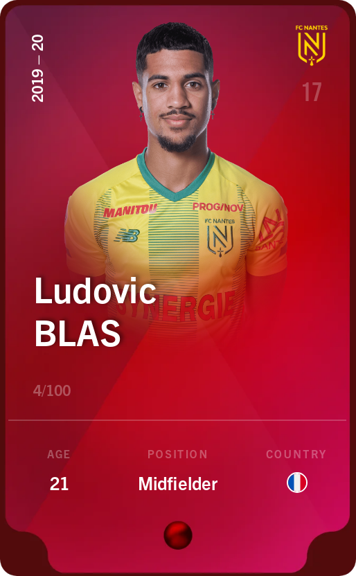 Sorare - Sorare Official - Ludovic Blas 2019-20 • Rare 4/100 - NFT # 81789542215379270043561576115707971488978873115179208258519495751862339001447