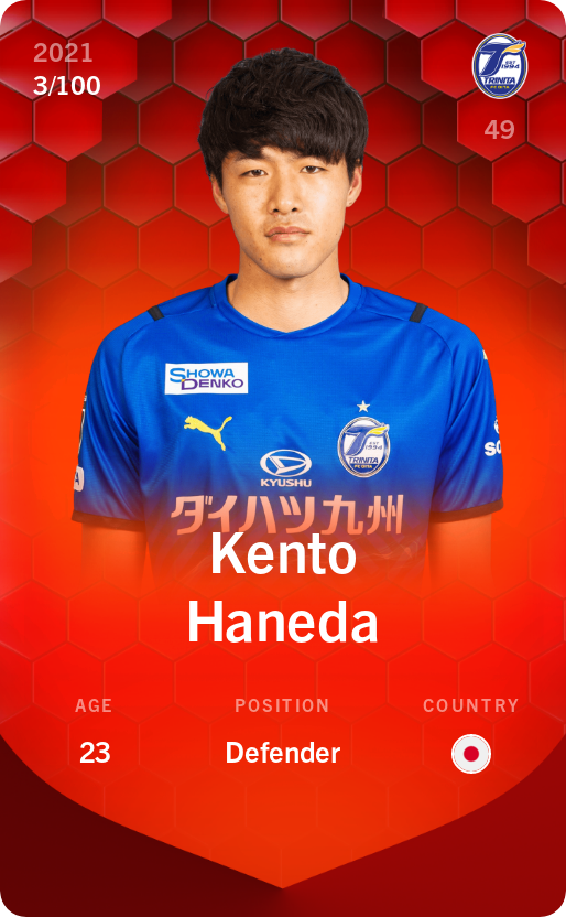 Sorare - Sorare Official - Kento Haneda 2021-22 • Rare 3/100 - NFT # 92514412335595614075915913872044658738570093533871052078911814400312001352814