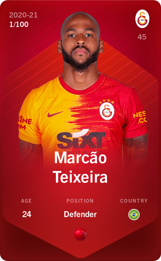 Sorare - Sorare Official - Marcão Teixeira 2020-21 • Rare 1/100 - NFT # 27283826111593529958397307045611202862802425345028246893744475596185875369239