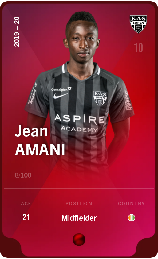 Sorare - Sorare Official - Jean Amani 2019-20 • Rare 8/100 - NFT # 2635250879693750326047356387303430328709097660125837603766286572962497263980