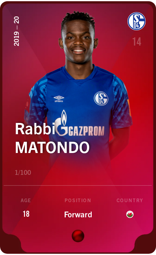 Sorare - Sorare Official - Rabbi Matondo 2019-20 • Rare 1/100 - NFT # 52986970109345077982491177087082099912637412555664996468677332981186520056720