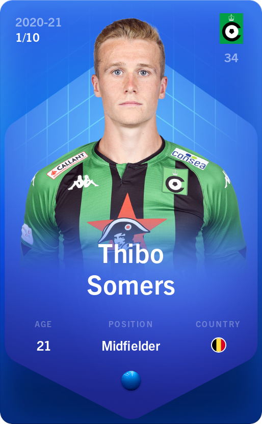 Sorare - Sorare Official - Thibo Somers 2020-21 • Super Rare 1/10 - NFT # 91281115864941105741021343623395912375724727494827792455664279602627825402092