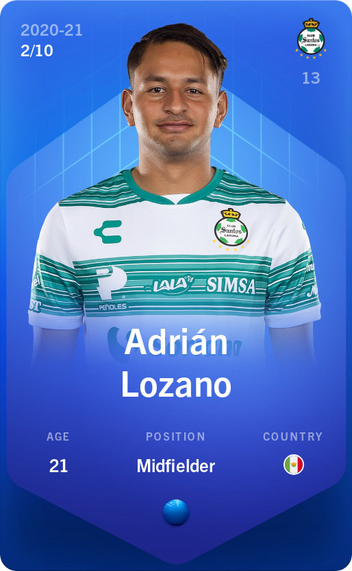 Sorare - Sorare Official - Adrián Lozano 2020-21 • Super Rare 2/10 - NFT # 18009419257782340151697654318287951513680160918585453586469693145267535304933
