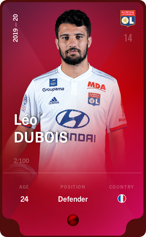 Sorare - Sorare Official - Léo Dubois 2019-20 • Rare 2/100 - NFT # 26698133335287188848833631689340111886734411315698634120092798042316334855019