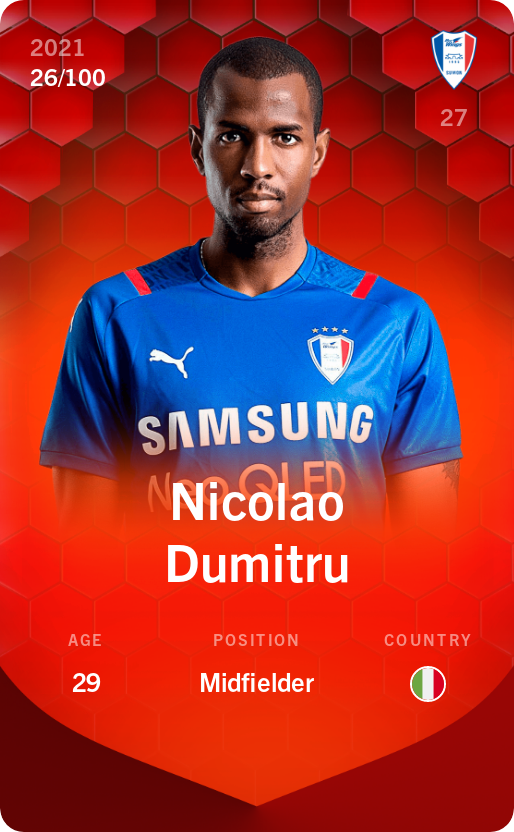 Sorare - Sorare Official - Nicolao Dumitru 2021-22 • Rare 26/100 - NFT # 105819885260393055126834490897558673126138203237532021155316368424137661249663