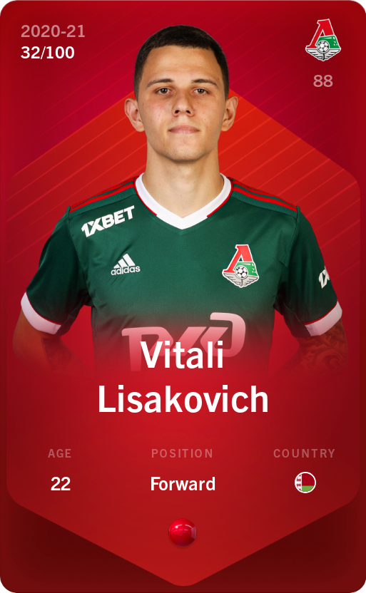 Sorare - Sorare Official - Vitali Lisakovich 2020-21 • Rare 32/100 - NFT # 14244120853446375688975263943194863107965171132835716216983714934756154035192