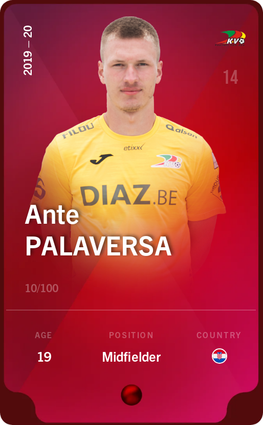 Sorare - Sorare Official - Ante Palaversa 2019-20 • Rare 10/100 - NFT # 83006953670457835110459324921703168760937262668543841215795812706974526496208