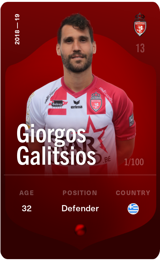 Sorare - Sorare Official - Giorgos Galitsios 2018-19 • Rare 1/100 - NFT # 102587777920794472955057744416401208124419607665388445569693541880651957172746