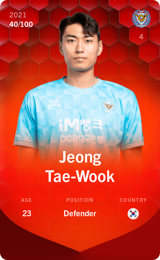 Sorare - Sorare Official - Jeong Tae-Wook 2021-22 • Rare 40/100 - NFT # 17658421590583471222324406929830774634821399481624800203955253248452077135821