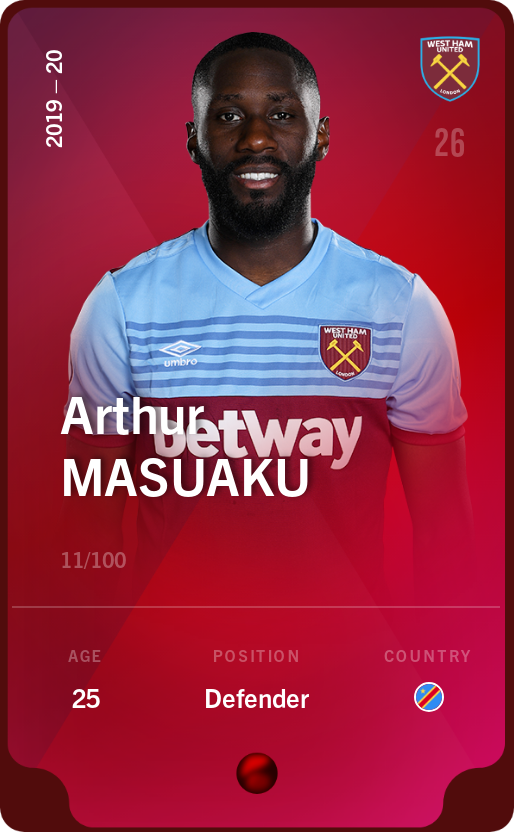 Sorare - Sorare Official - Arthur Masuaku 2019-20 • Rare 11/100 - NFT # 19332718975962115494058119510613467322864748842822232763602272226717746600801